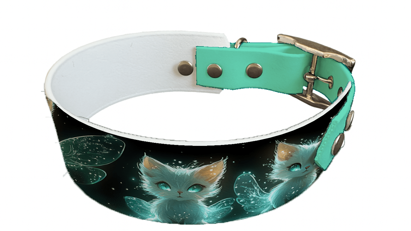 L'atelier du Fourmilier collier bicolore 197 Collier bicolore large pour chien en BioThane® imprimé – Collection monstres et créatures imaginaires– 38/25 mm