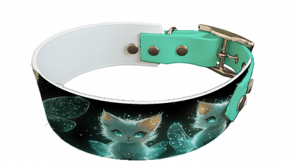 L'atelier du Fourmilier collier bicolore 197 Collier bicolore large pour chien en BioThane® imprimé – Collection monstres et créatures imaginaires– 38/25 mm
