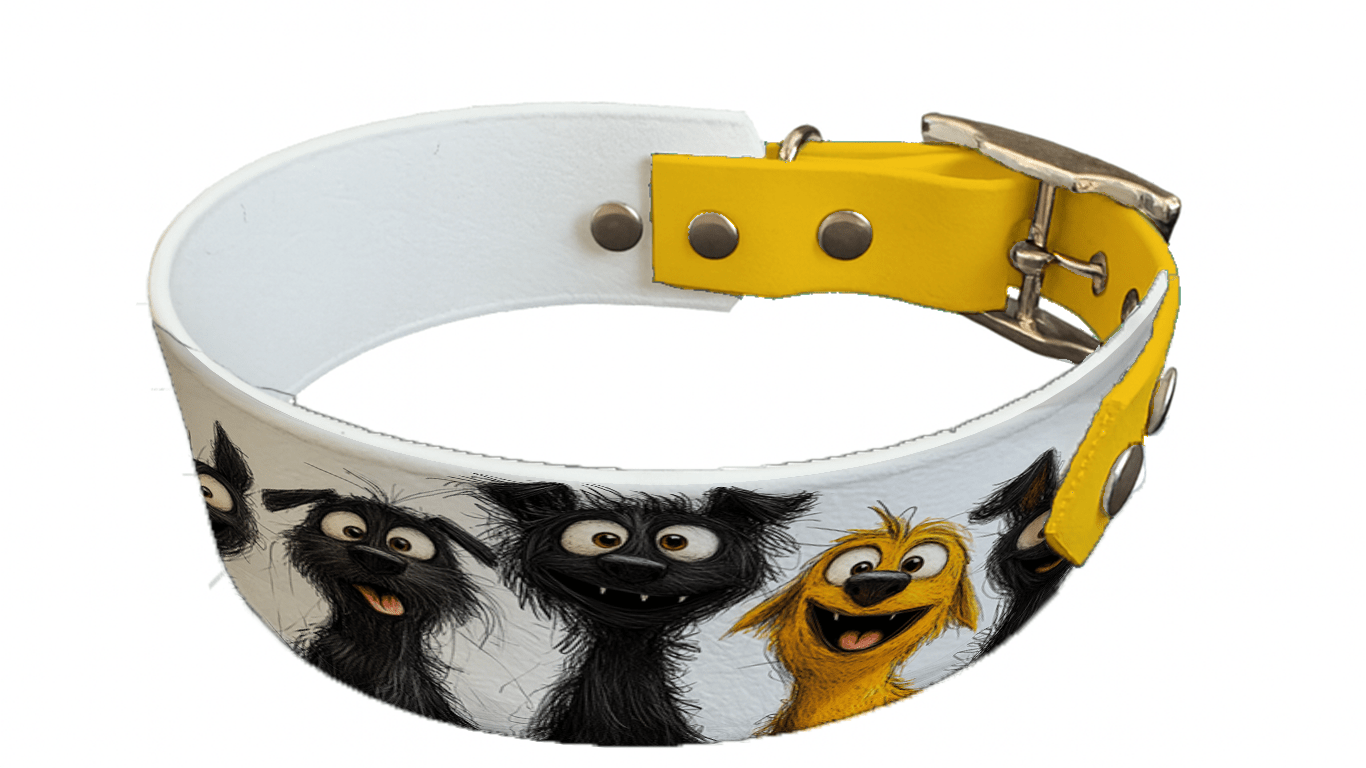 L'atelier du Fourmilier collier bicolore 200 Collier bicolore large pour chien en BioThane® imprimé – Collection chiens– 38/25 mm