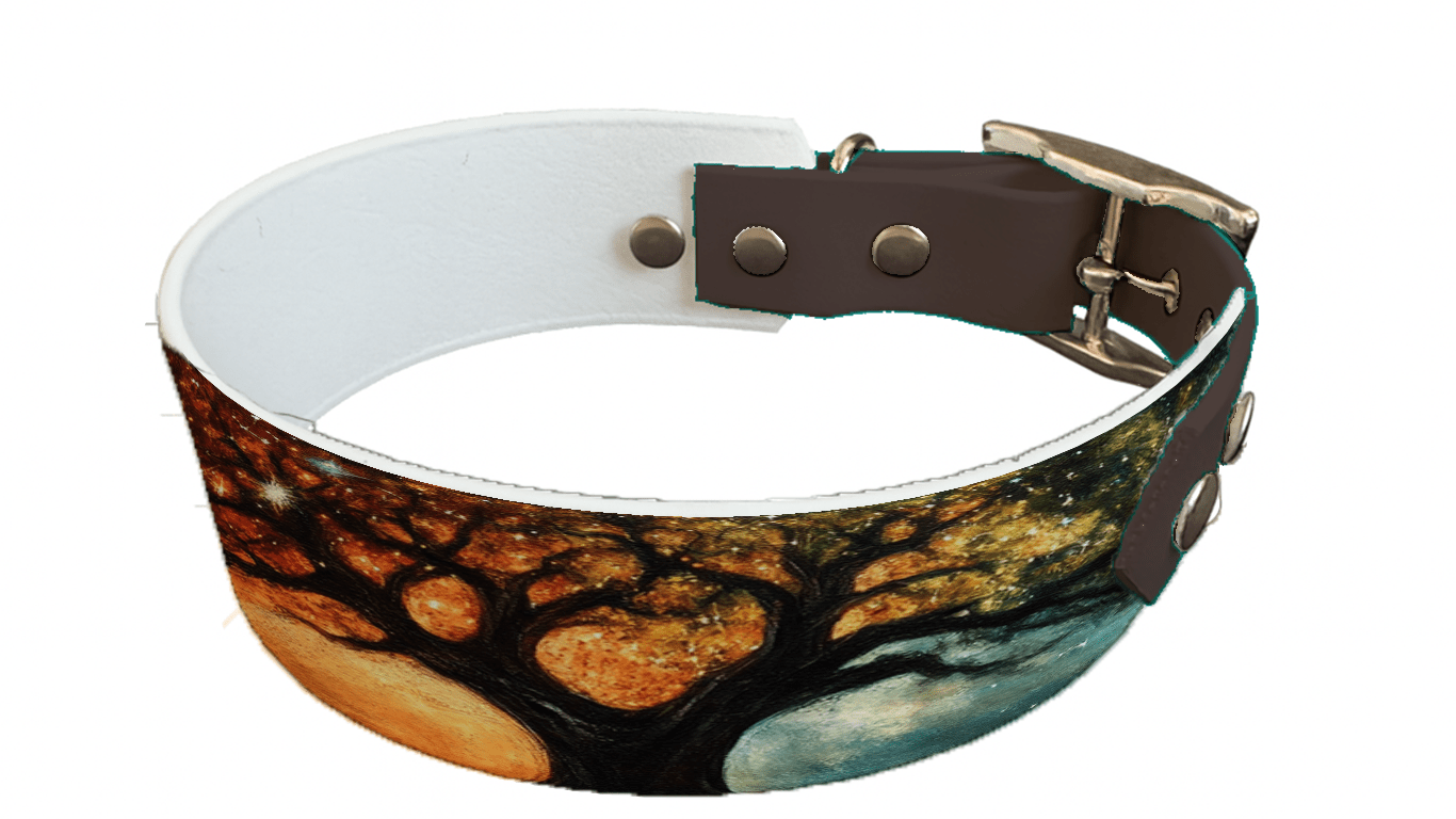 L'atelier du Fourmilier collier bicolore 203 Collier bicolore large pour chien en BioThane® imprimé – Collection paysage– 38/25 mm