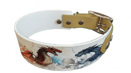 L'atelier du Fourmilier collier bicolore 204 Collier bicolore large pour chien en BioThane® imprimé – Collection monstres et créatures imaginaires– 38/25 mm