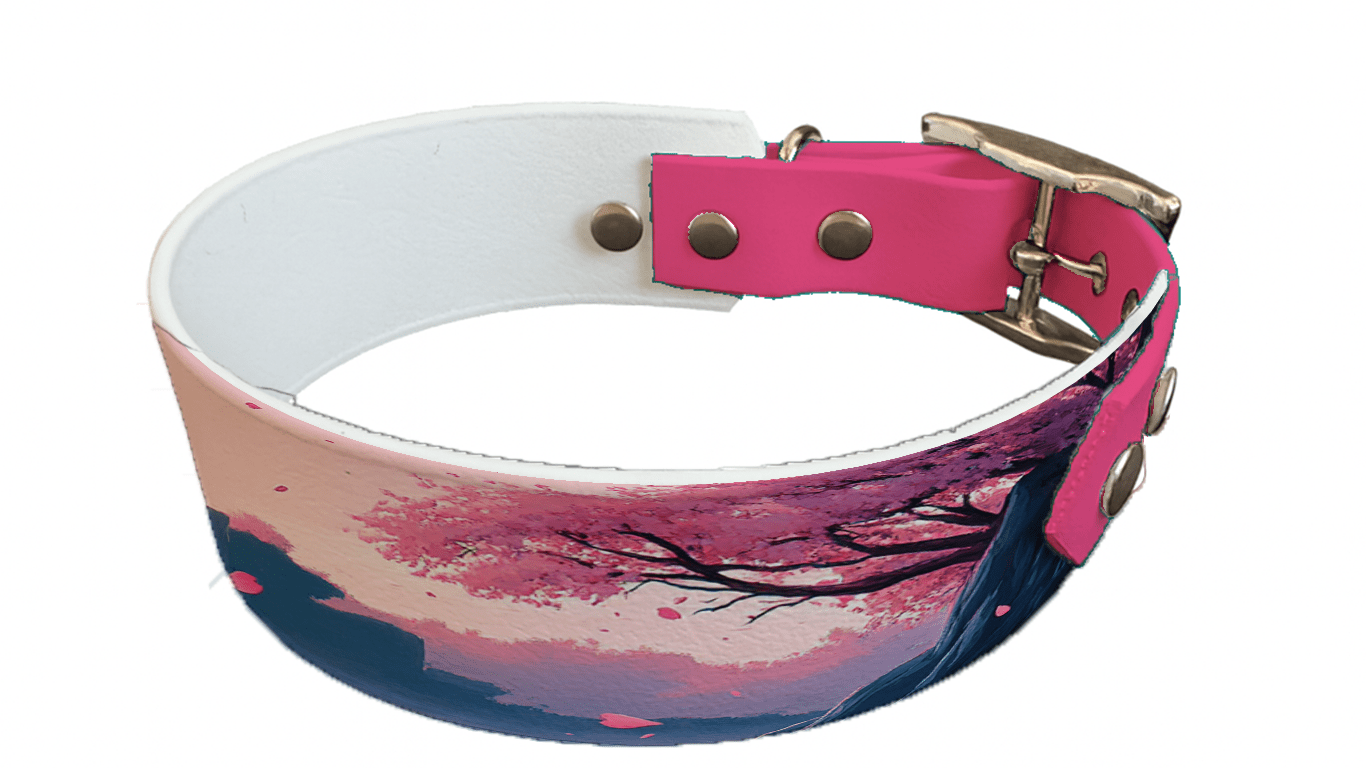 L'atelier du Fourmilier collier bicolore 206 Collier bicolore large pour chien en BioThane® imprimé – Collection paysage– 38/25 mm