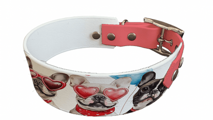 L'atelier du Fourmilier collier bicolore 207 Collier bicolore large pour chien en BioThane® imprimé – Collection chiens– 38/25 mm