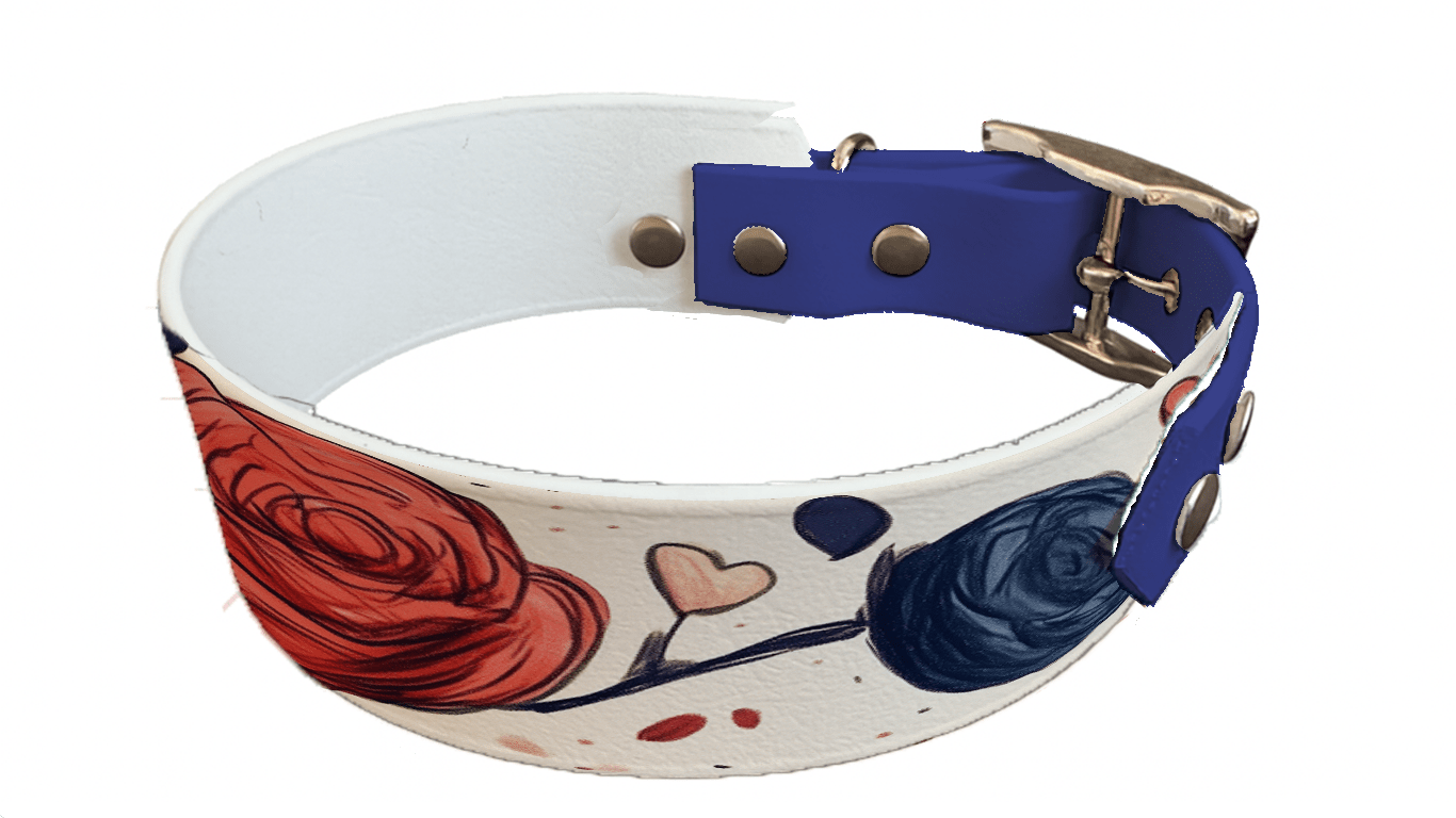 L'atelier du Fourmilier collier bicolore 210 Collier bicolore large pour chien en BioThane® imprimé – Collection plantes et fleurs – 38/25 mm