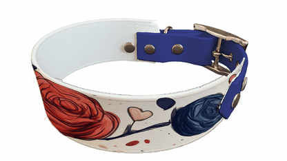 L'atelier du Fourmilier collier bicolore 210 Collier bicolore large pour chien en BioThane® imprimé – Collection plantes et fleurs – 38/25 mm