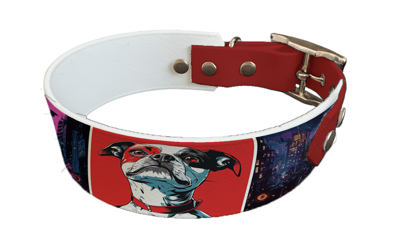 L'atelier du Fourmilier collier bicolore 215 Collier bicolore large pour chien en BioThane® imprimé – Collection chiens– 38/25 mm