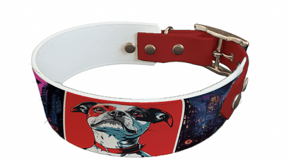 L'atelier du Fourmilier collier bicolore 215 Collier bicolore large pour chien en BioThane® imprimé – Collection chiens– 38/25 mm