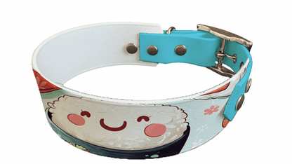 L'atelier du Fourmilier collier bicolore 216 Collier bicolore large pour chien en BioThane® imprimé – Collection gourmandise – 38/25 mm