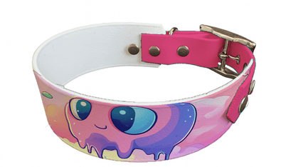 L'atelier du Fourmilier collier bicolore 217 Collier bicolore large pour chien en BioThane® imprimé – Collection monstres et créatures imaginaires– 38/25 mm