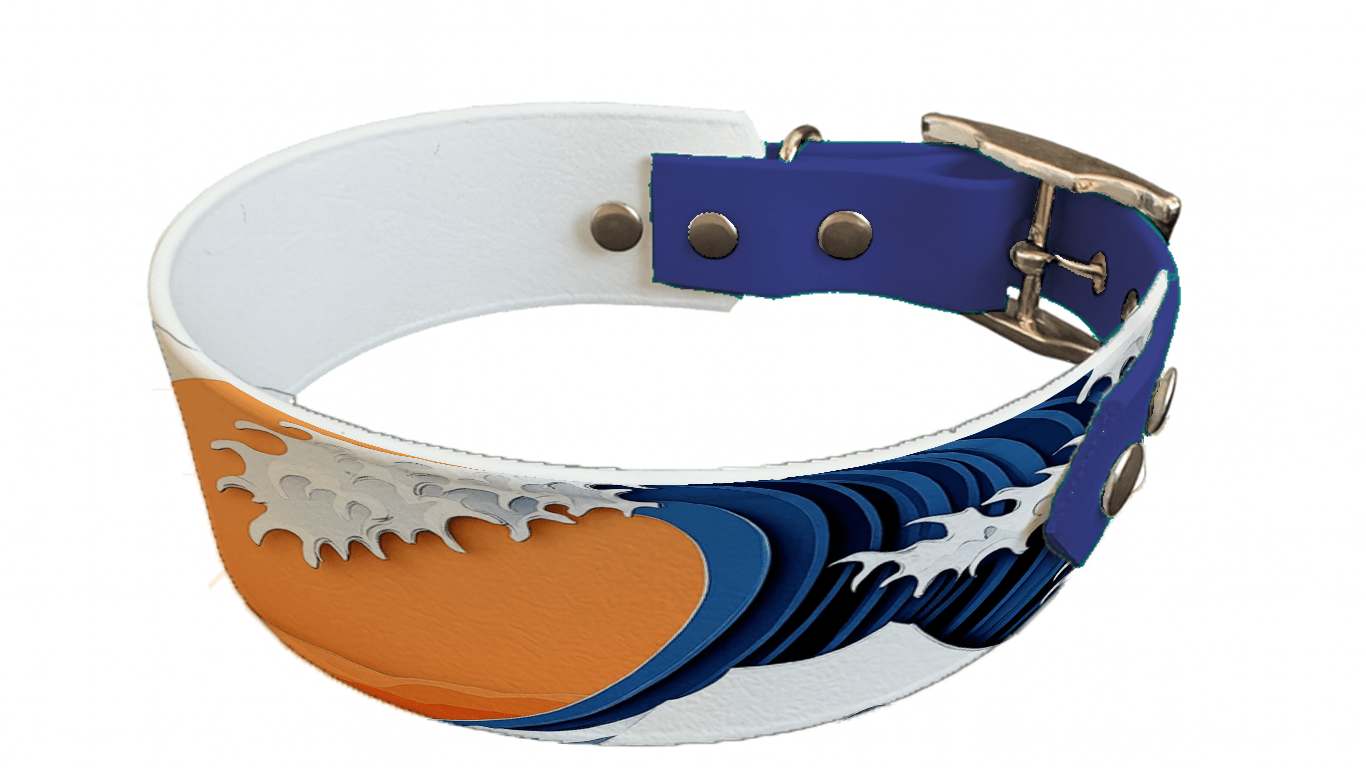 L'atelier du Fourmilier collier bicolore 219 Collier bicolore large pour chien en BioThane® imprimé – Collection paysage– 38/25 mm