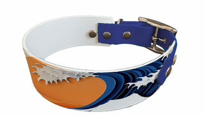 L'atelier du Fourmilier collier bicolore 219 Collier bicolore large pour chien en BioThane® imprimé – Collection paysage– 38/25 mm