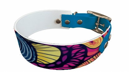 L'atelier du Fourmilier collier bicolore 221 Collier bicolore large pour chien en BioThane® imprimé – Collection abstrait – 38/25 mm