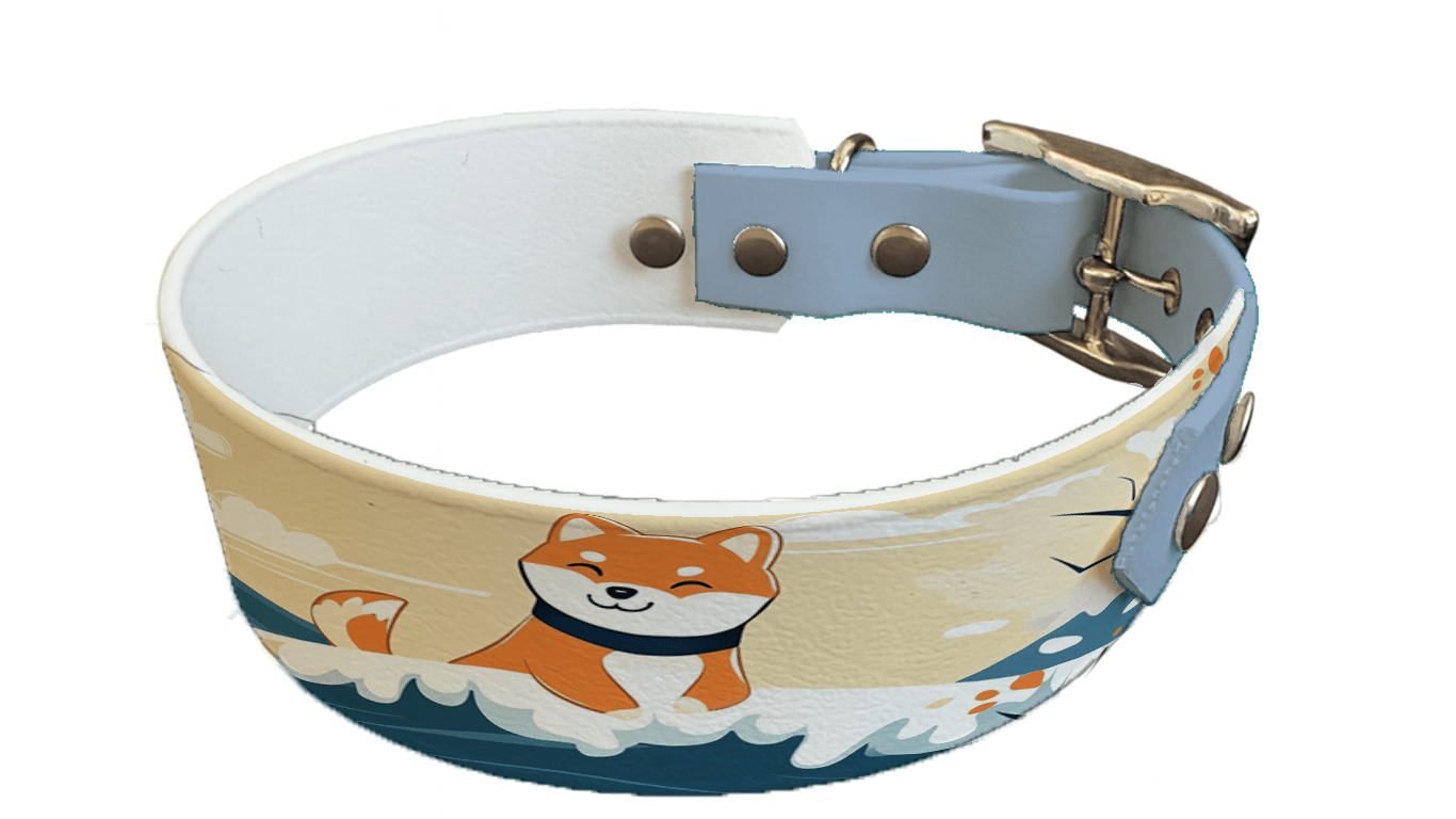 L'atelier du Fourmilier collier bicolore 222 Collier bicolore large pour chien en BioThane® imprimé – Collection chiens– 38/25 mm