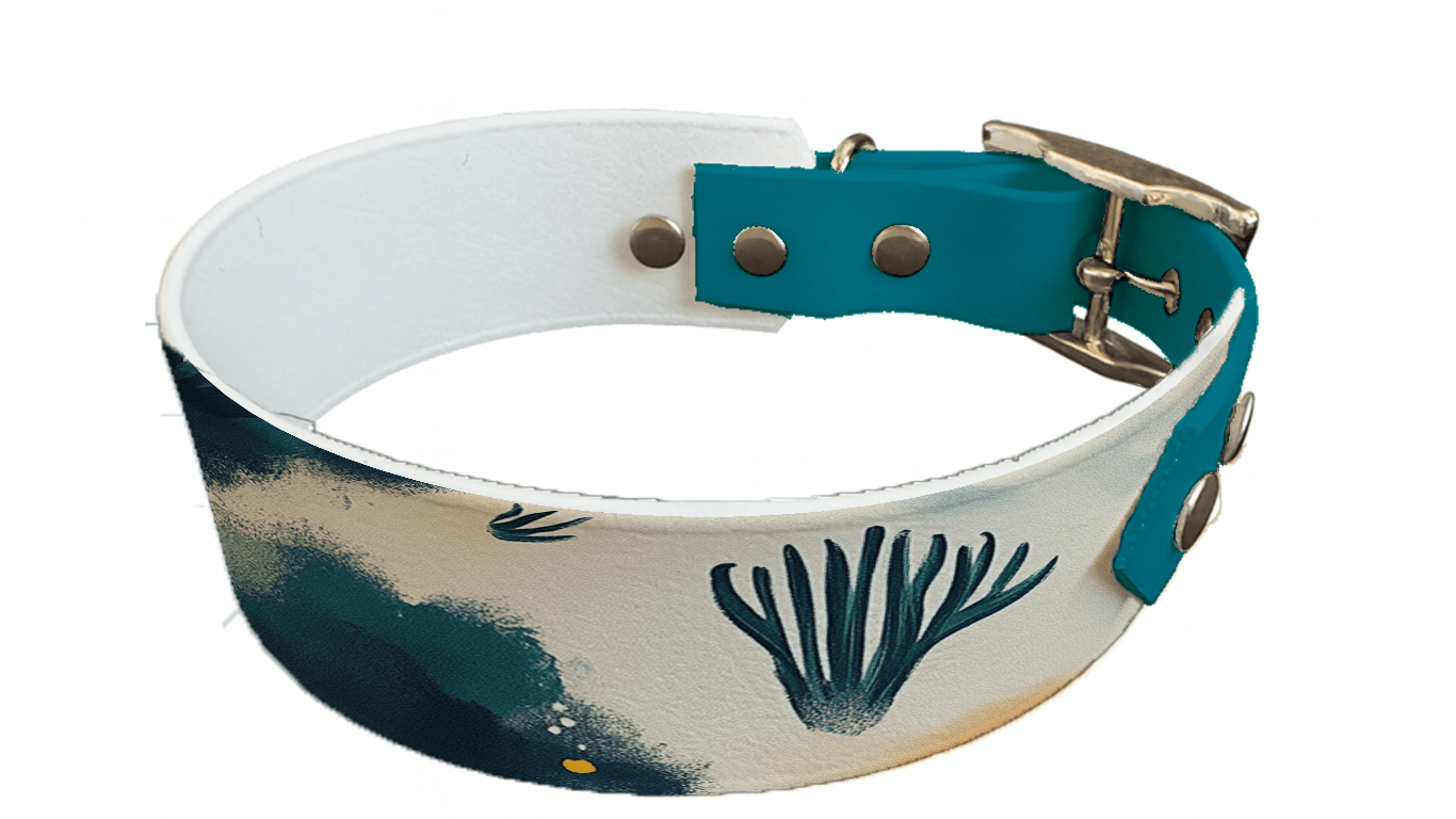 L'atelier du Fourmilier collier bicolore 223 Collier bicolore large pour chien en BioThane® imprimé – Collection paysage– 38/25 mm