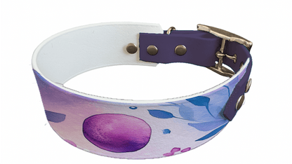 L'atelier du Fourmilier collier bicolore 225 Collier bicolore large pour chien en BioThane® imprimé – Collection galaxie – 38/25 mm