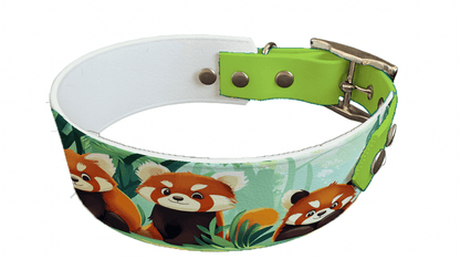 L'atelier du Fourmilier collier bicolore 227 Collier bicolore large pour chien en BioThane® imprimé – Collection animaux pop/kawaii – 38/25 mm