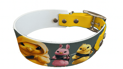 L'atelier du Fourmilier collier bicolore 228 Collier bicolore large pour chien en BioThane® imprimé – Collection animaux pop/kawaii – 38/25 mm