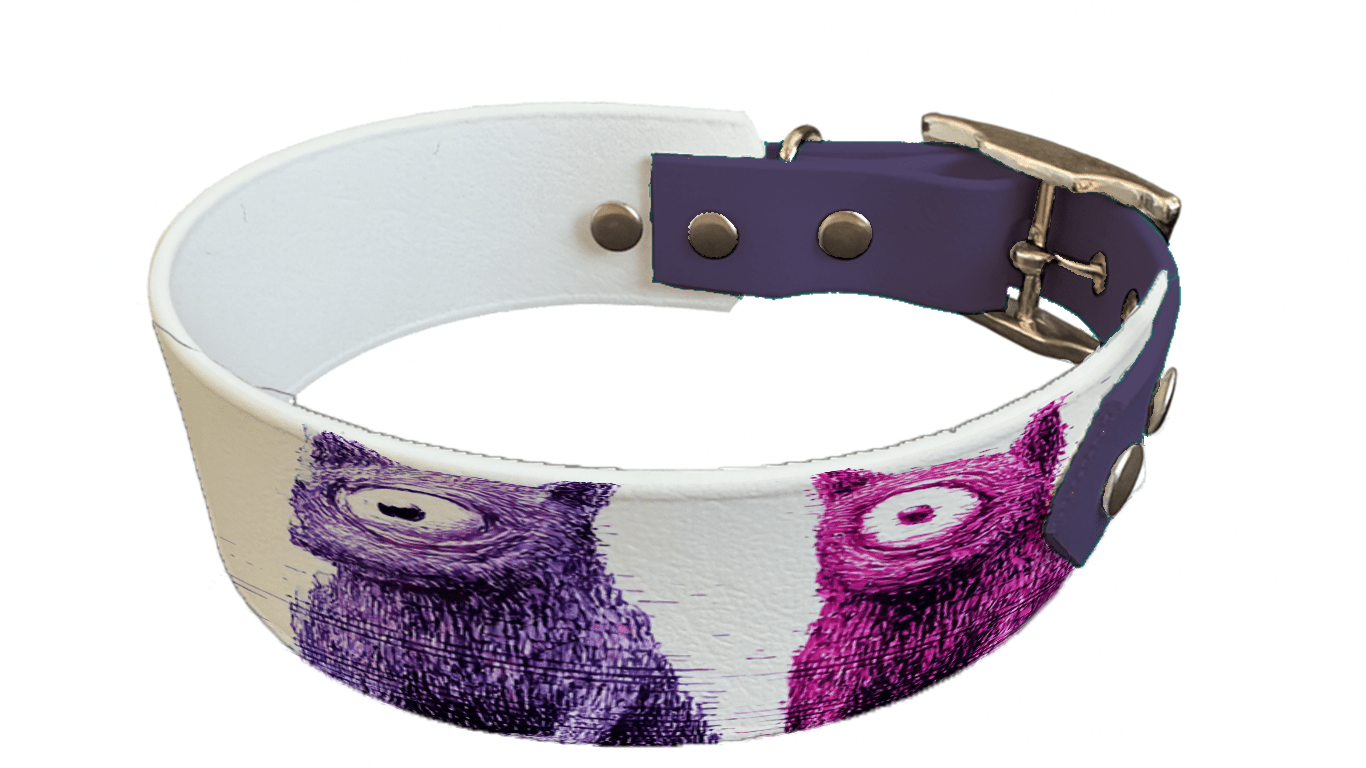 L'atelier du Fourmilier collier bicolore 229 Collier bicolore large pour chien en BioThane® imprimé – Collection chiens– 38/25 mm