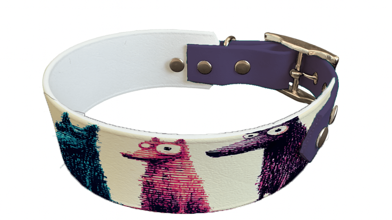 L'atelier du Fourmilier collier bicolore 230 Collier bicolore large pour chien en BioThane® imprimé – Collection chiens– 38/25 mm