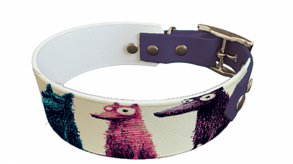 L'atelier du Fourmilier collier bicolore 230 Collier bicolore large pour chien en BioThane® imprimé – Collection chiens– 38/25 mm
