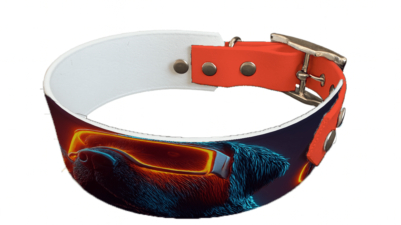 L'atelier du Fourmilier collier bicolore 233 Collier bicolore large pour chien en BioThane® imprimé – Collection chiens– 38/25 mm