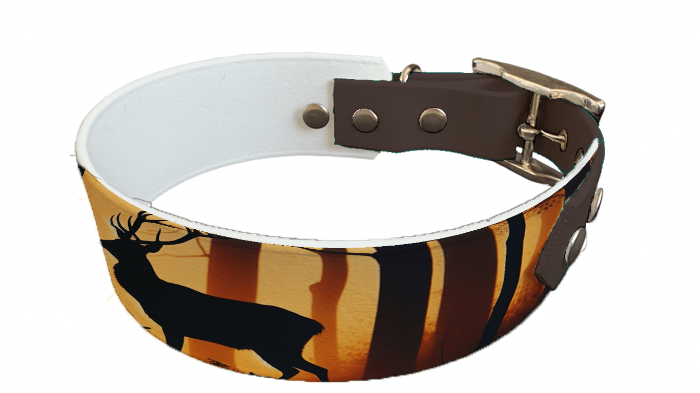 L'atelier du Fourmilier collier bicolore 24 Collier bicolore large pour chien en BioThane® imprimé – Collection animaux sauvages– 38/25 mm