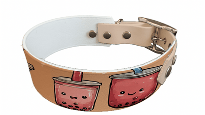 L'atelier du Fourmilier collier bicolore 240 Collier bicolore large pour chien en BioThane® imprimé – Collection gourmandise – 38/25 mm