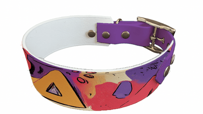 L'atelier du Fourmilier collier bicolore 243 Collier bicolore large pour chien en BioThane® imprimé – Collection abstrait – 38/25 mm