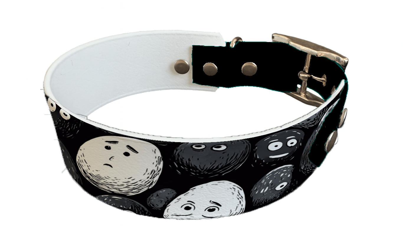 L'atelier du Fourmilier collier bicolore 244 Collier bicolore large pour chien en BioThane® imprimé – Collection pop art– 38/25 mm