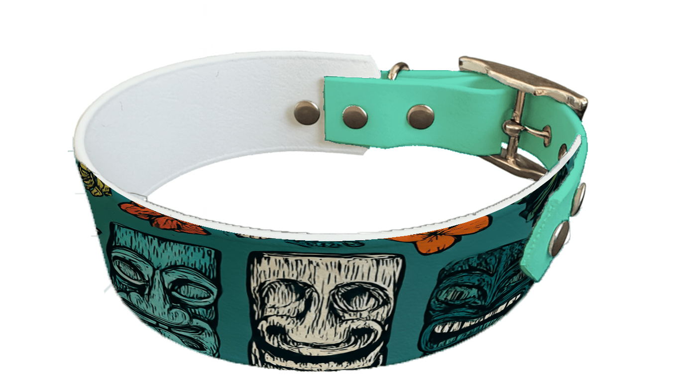 L'atelier du Fourmilier collier bicolore 246 Collier bicolore large pour chien en BioThane® imprimé – Collection Tribal – 38/25 mm