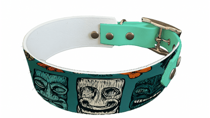 L'atelier du Fourmilier collier bicolore 246 Collier bicolore large pour chien en BioThane® imprimé – Collection Tribal – 38/25 mm