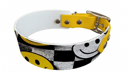 L'atelier du Fourmilier collier bicolore 247 Collier bicolore large pour chien en BioThane® imprimé – Collection pop art– 38/25 mm