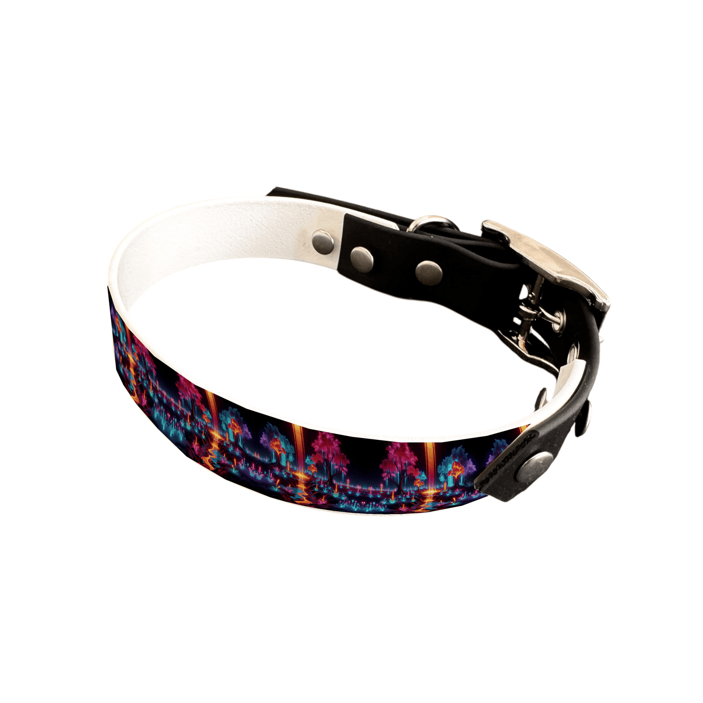 L'atelier du Fourmilier collier bicolore 25 100 Collier bicolore large pour chien en BioThane® imprimé – Collection paysage– 25 mm