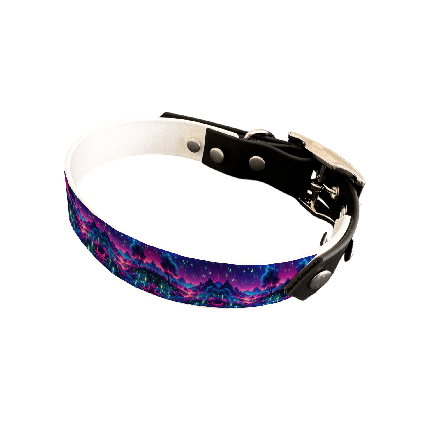 L'atelier du Fourmilier collier bicolore 25 104 Collier bicolore large pour chien en BioThane® imprimé – Collection paysage– 25 mm