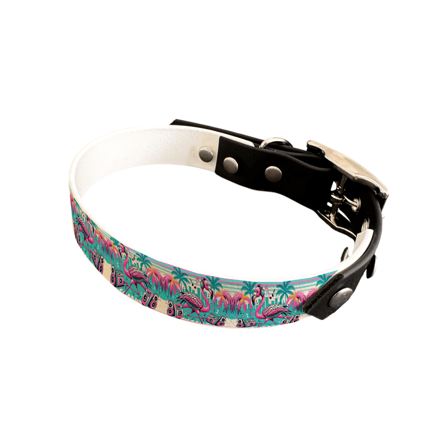 L'atelier du Fourmilier collier bicolore 25 108 Collier bicolore large pour chien en BioThane® imprimé – Collection pop art– 25 mm