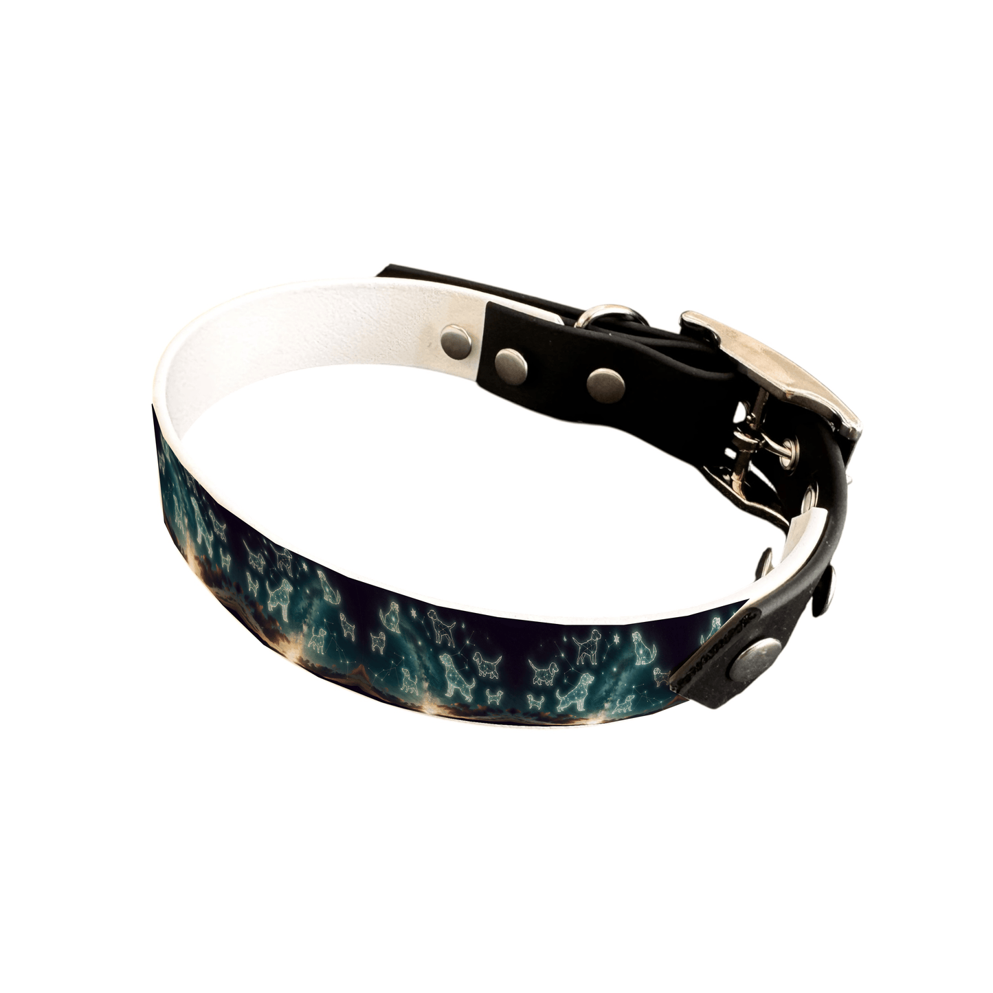 L'atelier du Fourmilier collier bicolore 25 111 Collier bicolore large pour chien en BioThane® imprimé – Collection galaxie – 25 mm