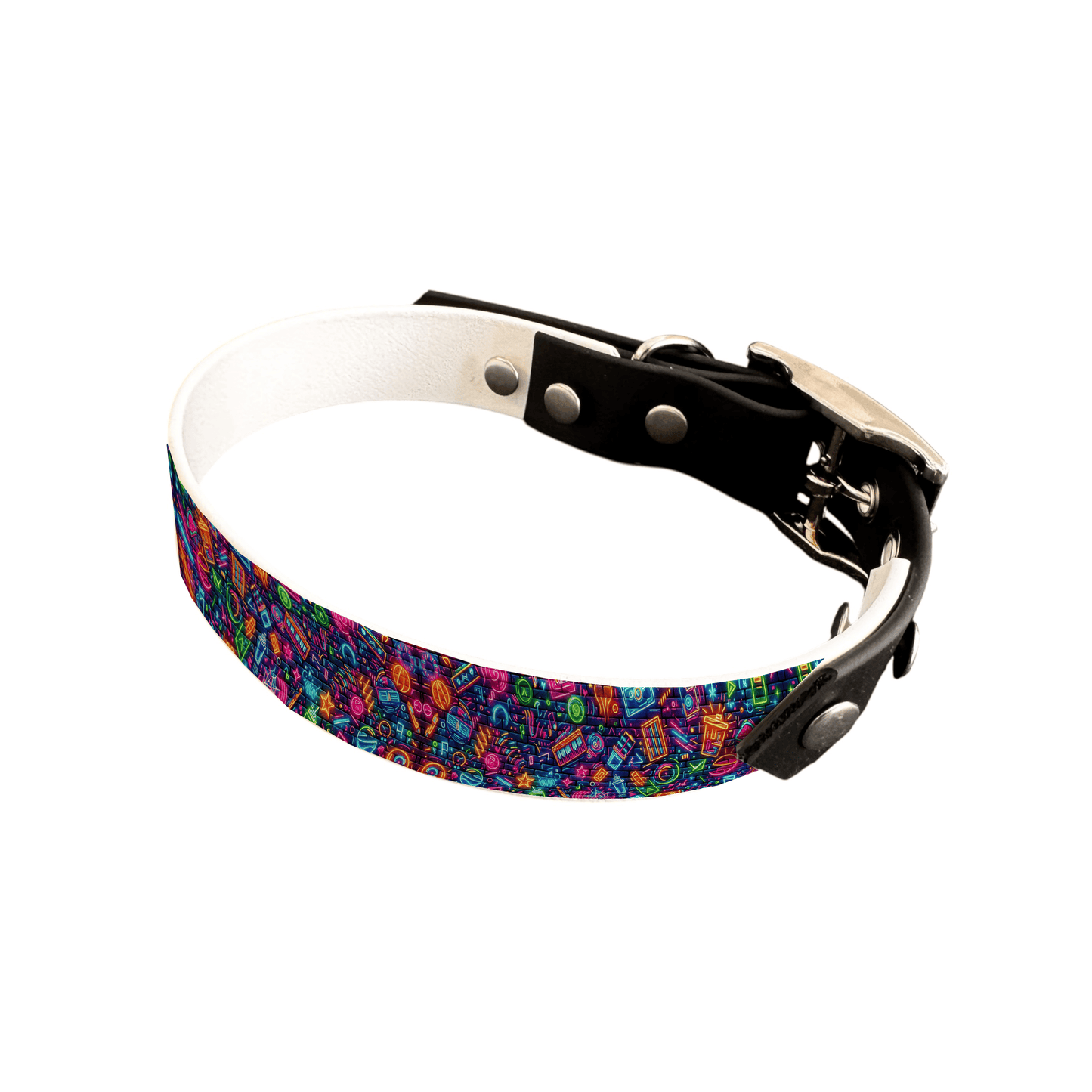 L'atelier du Fourmilier collier bicolore 25 112 Collier bicolore large pour chien en BioThane® imprimé – Collection pop art– 25 mm
