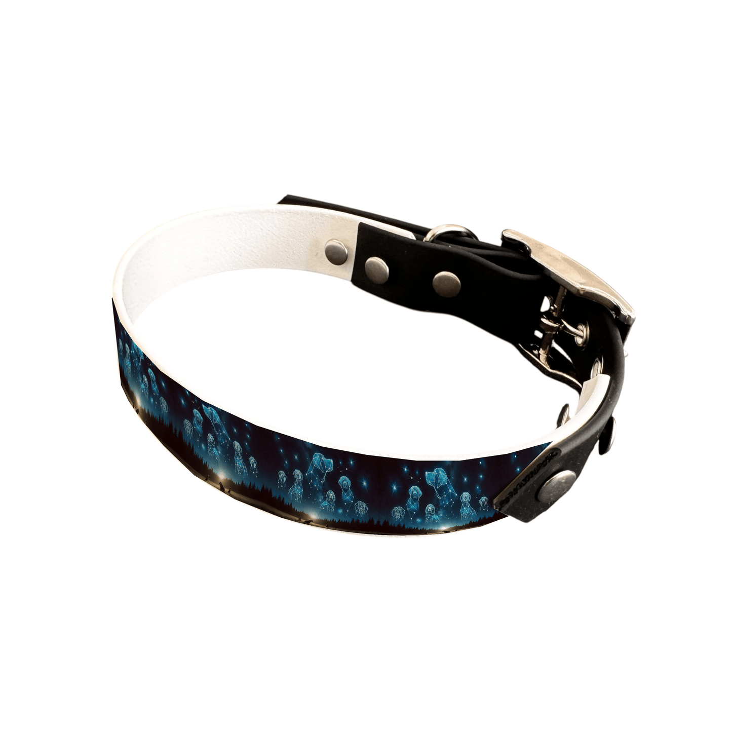 L'atelier du Fourmilier collier bicolore 25 113 Collier bicolore large pour chien en BioThane® imprimé – Collection galaxie – 25 mm