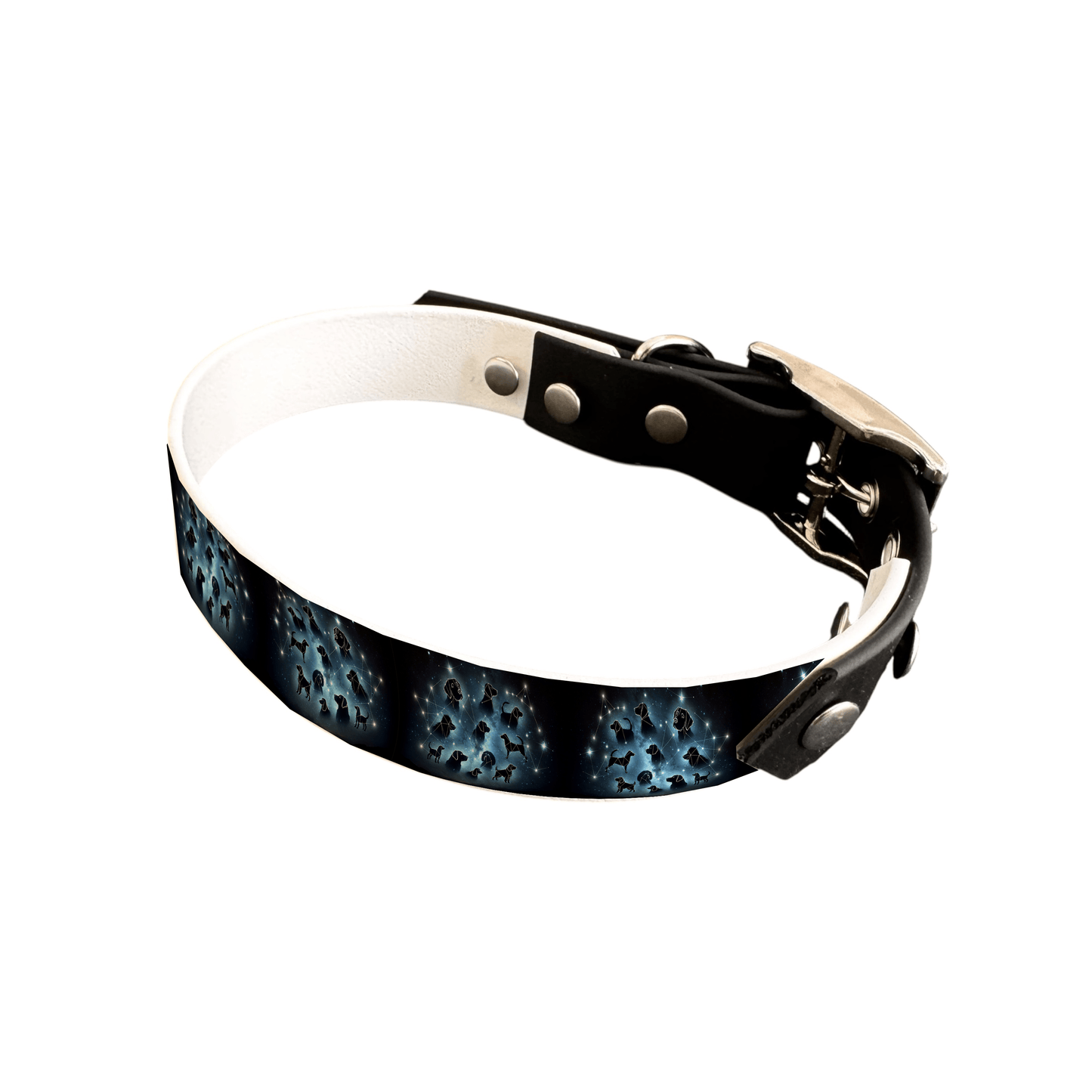 L'atelier du Fourmilier collier bicolore 25 114 Collier bicolore large pour chien en BioThane® imprimé – Collection galaxie – 25 mm