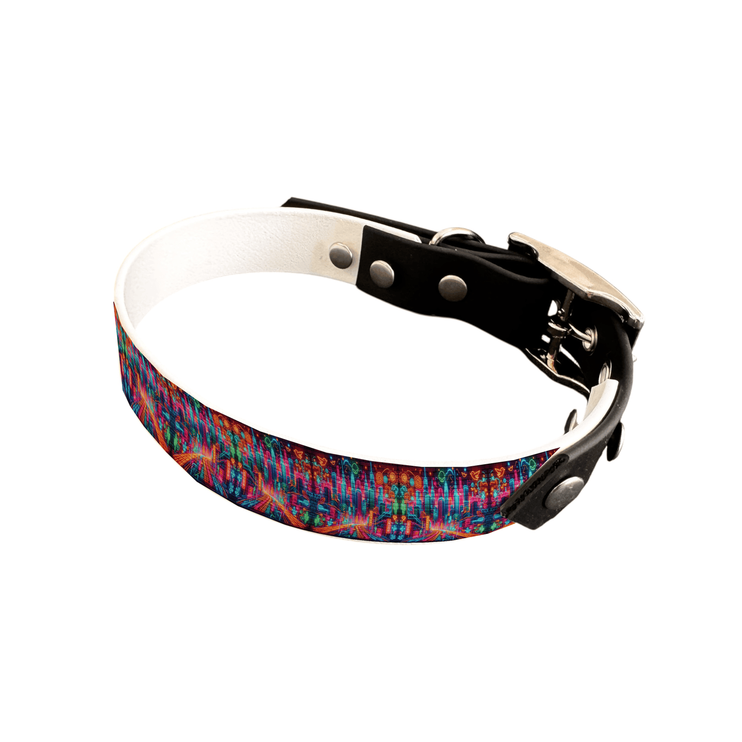 L'atelier du Fourmilier collier bicolore 25 115 Collier bicolore large pour chien en BioThane® imprimé – Collection pop art– 25 mm