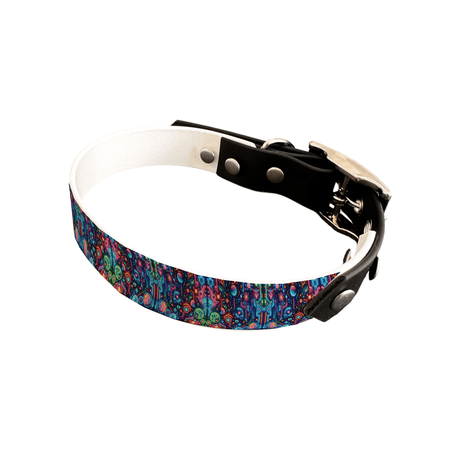 L'atelier du Fourmilier collier bicolore 25 117 Collier bicolore large pour chien en BioThane® imprimé – Collection pop art– 25 mm