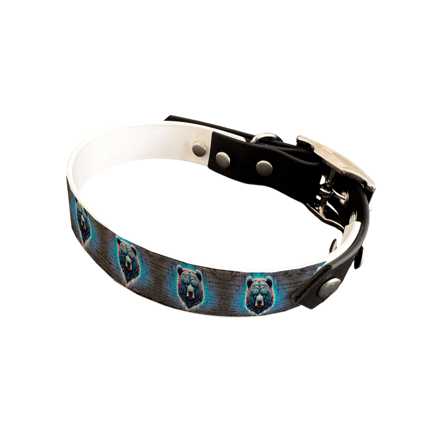 L'atelier du Fourmilier collier bicolore 25 118 Collier bicolore large pour chien en BioThane® imprimé – Collection pop art– 25 mm