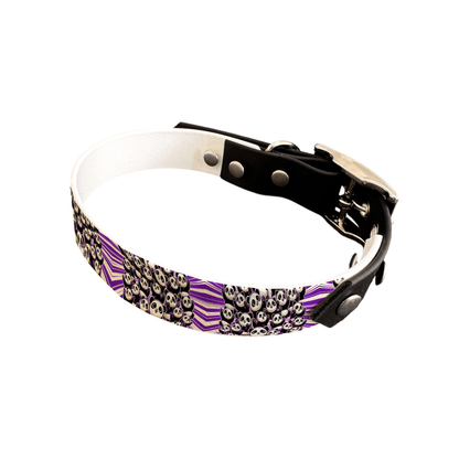 L'atelier du Fourmilier collier bicolore 25 130 Collier bicolore large pour chien en BioThane® imprimé – Collection animaux pop/kawaii – 25 mm