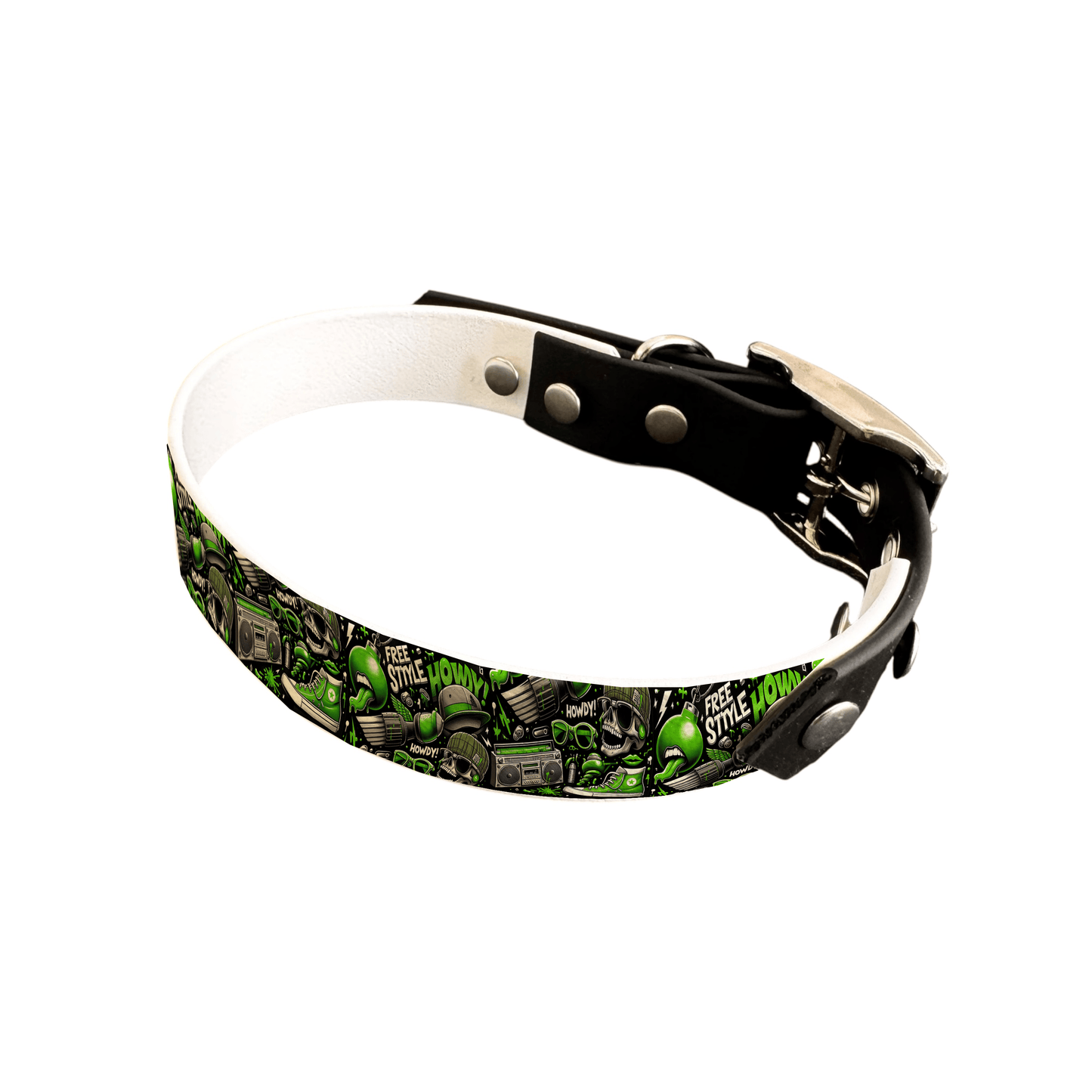 L'atelier du Fourmilier collier bicolore 25 169 Collier bicolore large pour chien en BioThane® imprimé – Collection pop art– 25 mm