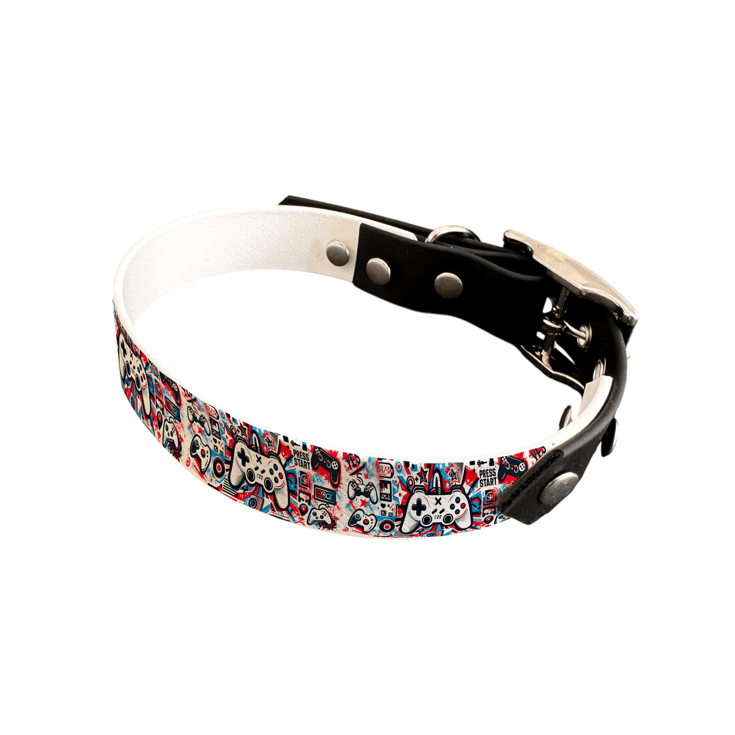 L'atelier du Fourmilier collier bicolore 25 175 Collier bicolore large pour chien en BioThane® imprimé – Collection pop art– 25 mm