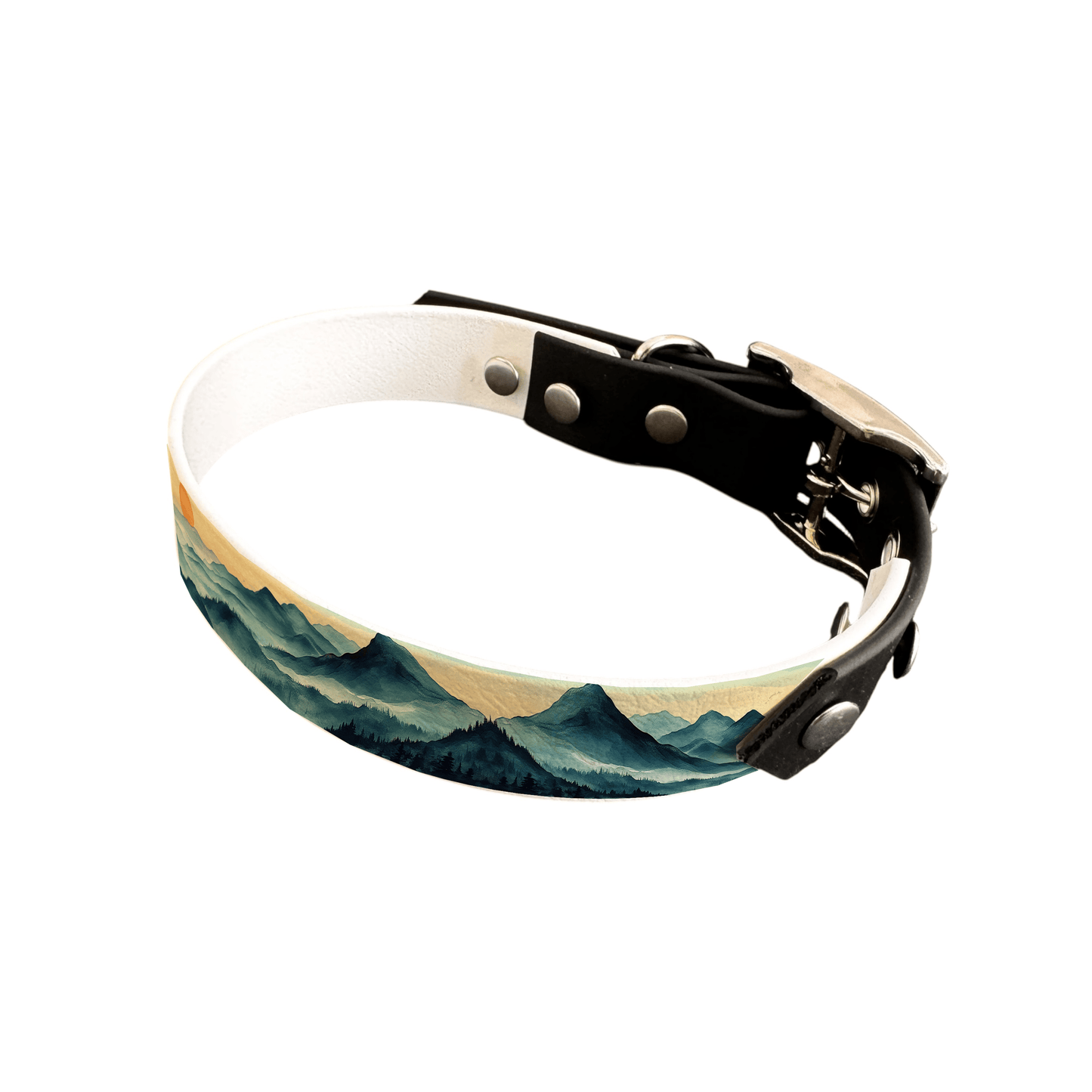 L'atelier du Fourmilier collier bicolore 25 187 Collier bicolore large pour chien en BioThane® imprimé – Collection paysage– 25 mm