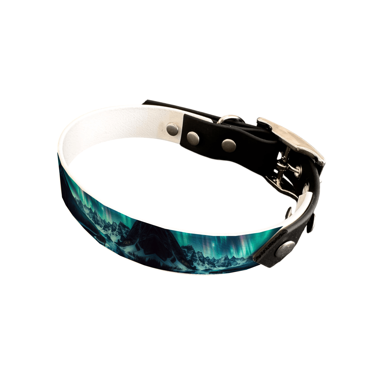 L'atelier du Fourmilier collier bicolore 25 22 Collier bicolore large pour chien en BioThane® imprimé – Collection paysage– 25 mm