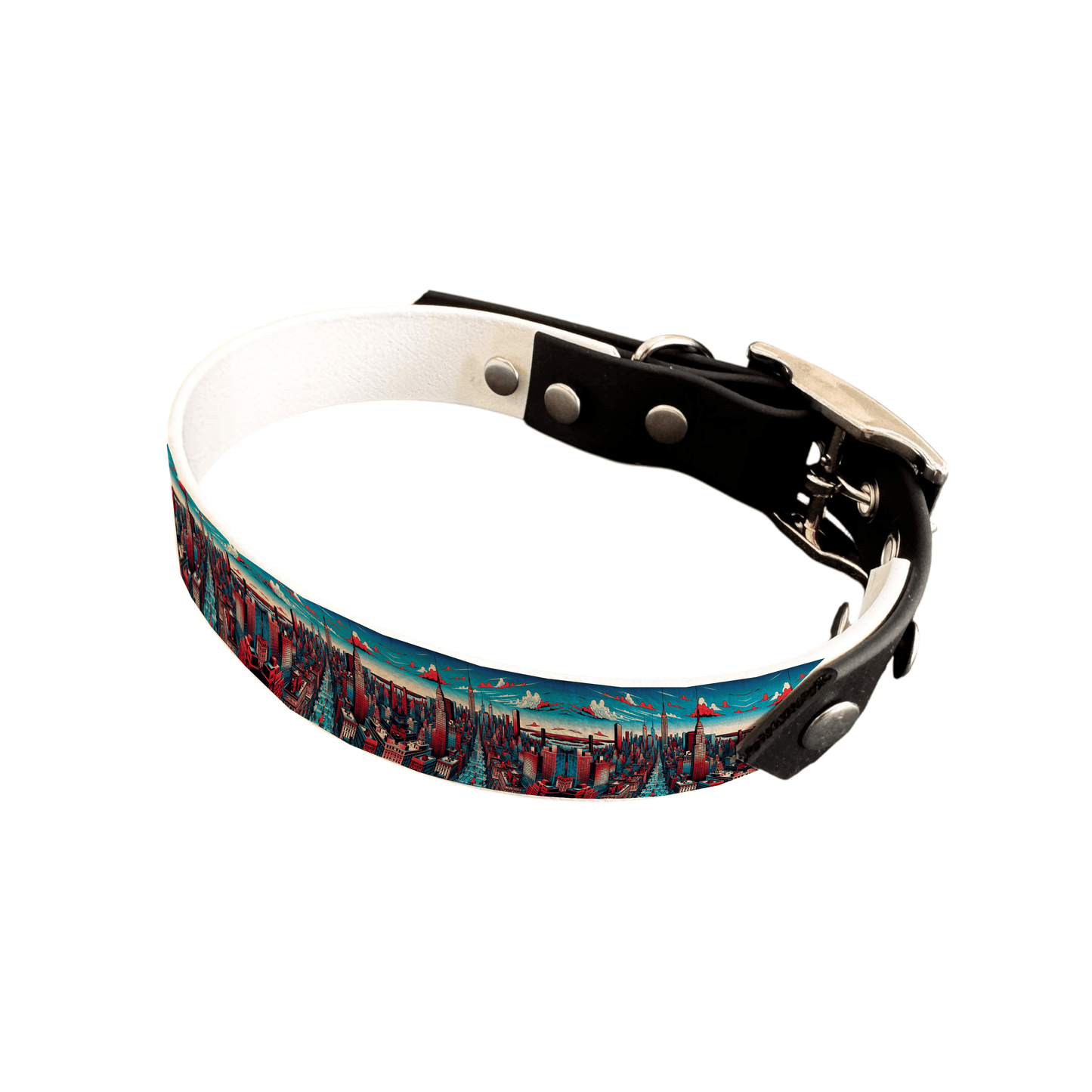 L'atelier du Fourmilier collier bicolore 25 256 Collier bicolore large pour chien en BioThane® imprimé – Collection pop art– 25 mm