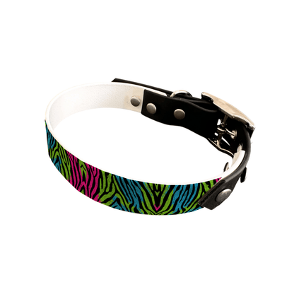 L'atelier du Fourmilier collier bicolore 25 268 Collier bicolore large pour chien en BioThane® imprimé – Collection fourrures et pelages – 25 mm
