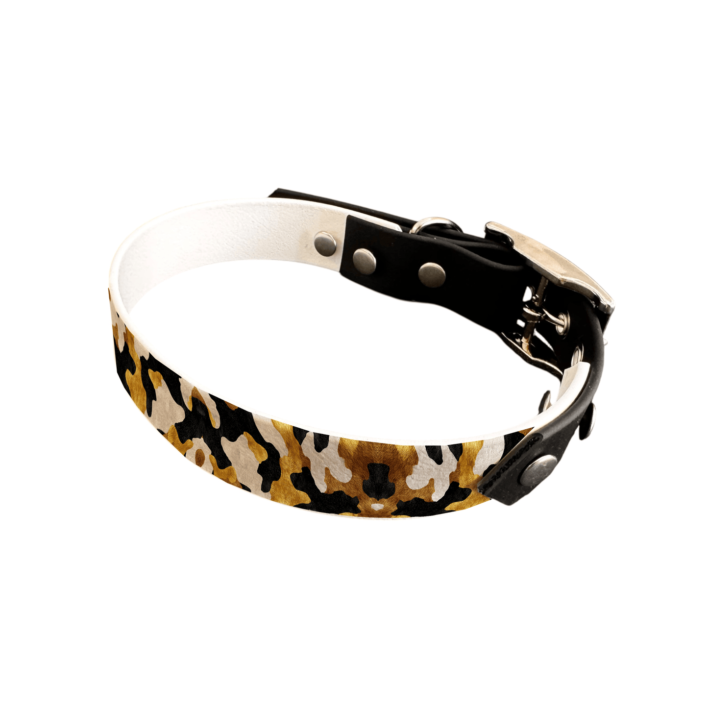 L'atelier du Fourmilier collier bicolore 25 271 Collier bicolore large pour chien en BioThane® imprimé – Collection fourrures et pelages – 25 mm